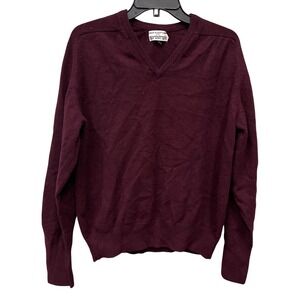 Nordstrom 100% Cashmere V-Neck Sweater Mens Burgundy Made in Scotland Vintage